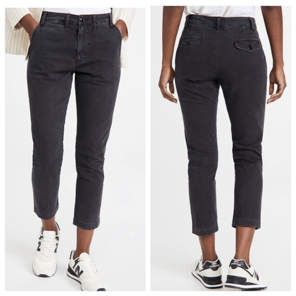 CITIZENS OF HUMANITY Brooke Chino Pants Mid Rise Ankle Washed Black - Picture 2 of 12